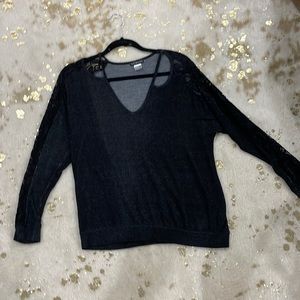 lace sleeve sweatshirt